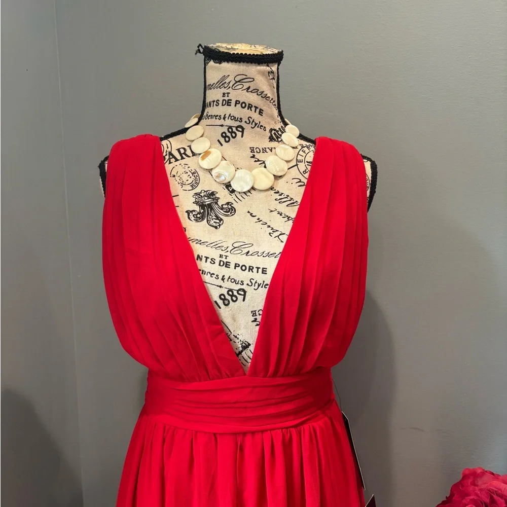 Lulu's Vibrant Red Backless Dress Size Large - Picture 6 of 13